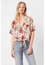 French Connection Yawa Valetudo Tie Front Shirt (Multi)